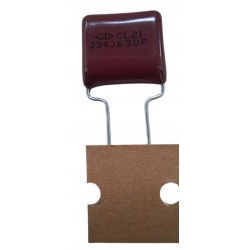 Kondensator poliestrowy 330nF 630VDC.