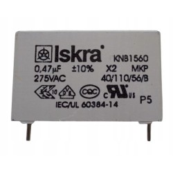 Kondensator Iskra MKP 0,47uF 470nF X2 275VAC R-22,5mm.