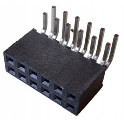 Gniazdo kątowe Samtec SQT-106-01-L-D-RA 2x6pin żeńskie, raster 2 mm.