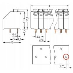 Złączka do PCB WAGO 250-001 2 tory z separatorem raster 3,5mm.