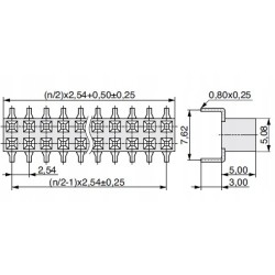 Gniazdo kołkowe żeńskie 2x20 pin raster 2,54 mm.