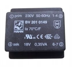Transformator 0,35VA HAHN BV 201 0149 230/18V 19mA.