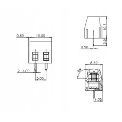 2 pin 12A 300V ULO-TB51-127/5.0-02P-4100C | ARK | Sensim.pl