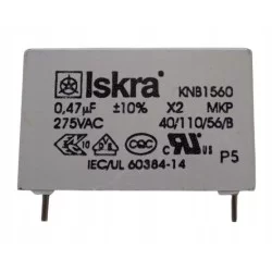 Kondensator Iskra MKP 0,47uF 470nF X2 275VAC R-22,5mm.