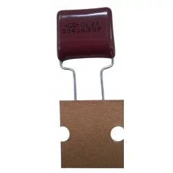 Kondensator poliestrowy 330nF 630VDC.