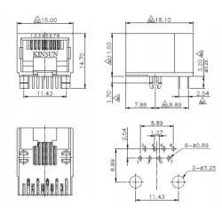 Złącze RJ45 kątowe 8P8C Kinsun 3004CF6100 | Sensim.pl