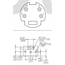 Gniazdo mini DIN 4-pin kątowe CE5304SA1NS-C CviLux | Sensim.pl