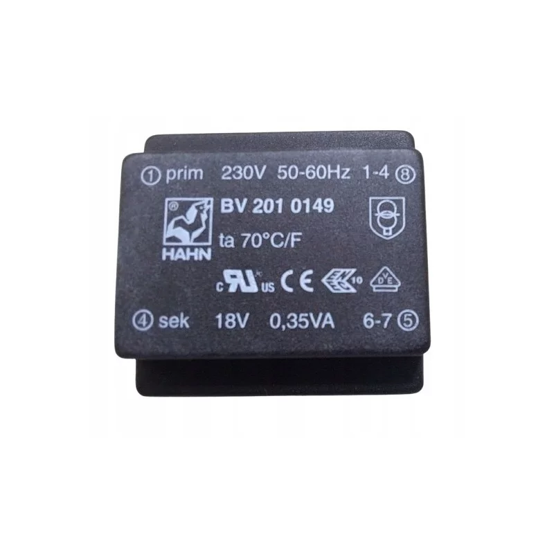 Transformator 0,35VA HAHN BV 201 0149 230/18V 19mA.