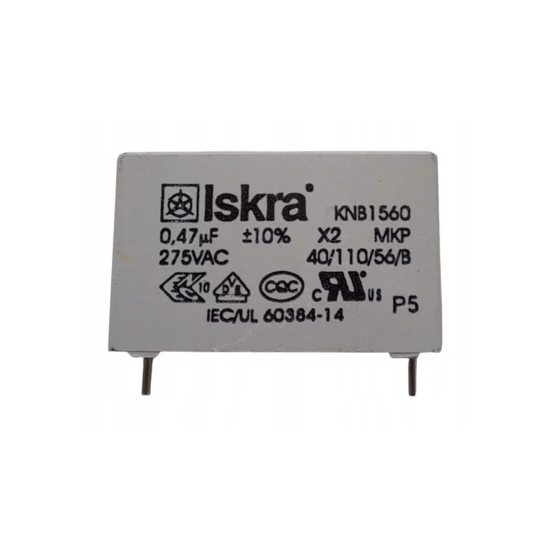 Kondensator Iskra MKP 0,47uF 470nF X2 275VAC R-22,5mm.